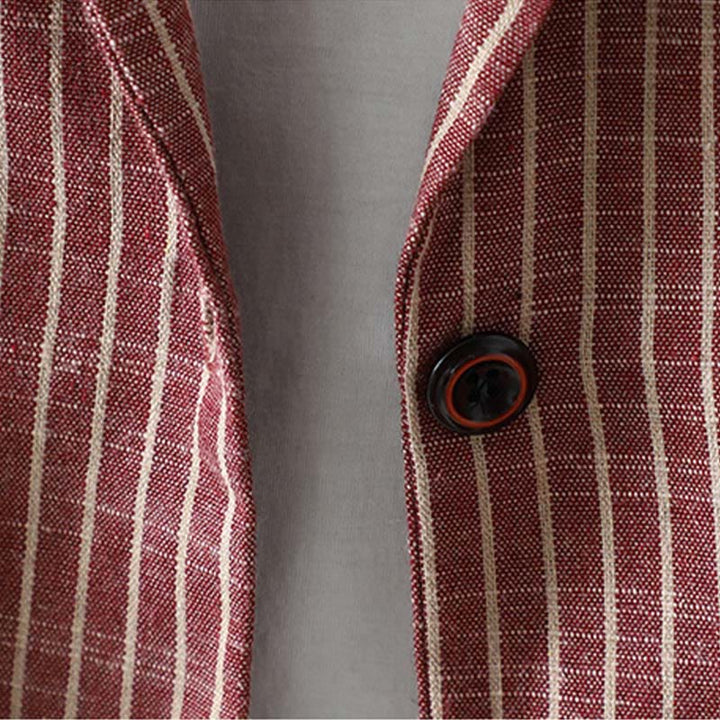 Buddha Stones Splicing Stripes Damen-Baumwoll-Leinen-Jacke mit Taschen - image 13