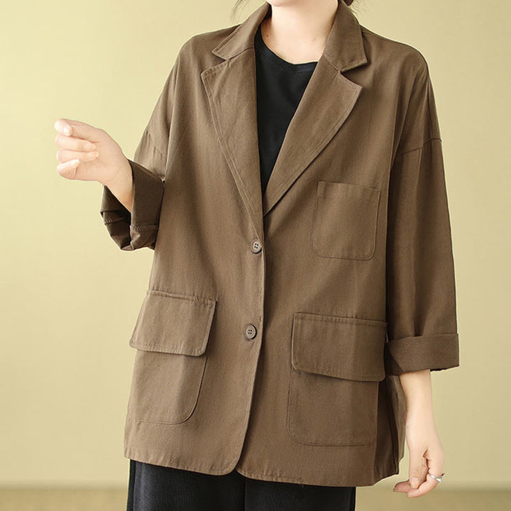 Buddha Stones – Schlichte Damen-Anzugjacke aus Baumwolle mit Taschen - image 3