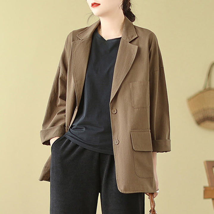 Buddha Stones – Schlichte Damen-Anzugjacke aus Baumwolle mit Taschen - image 4