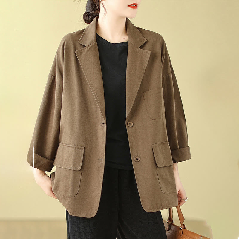Buddha Stones – Schlichte Damen-Anzugjacke aus Baumwolle mit Taschen - image 2