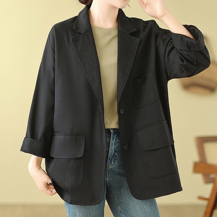 Buddha Stones – Schlichte Damen-Anzugjacke aus Baumwolle mit Taschen - image 15