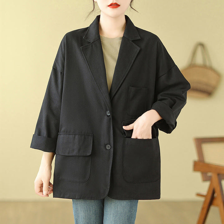 Buddha Stones – Schlichte Damen-Anzugjacke aus Baumwolle mit Taschen - image 14