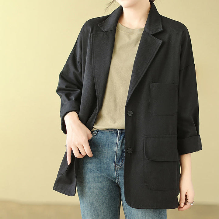 Buddha Stones – Schlichte Damen-Anzugjacke aus Baumwolle mit Taschen - image 17
