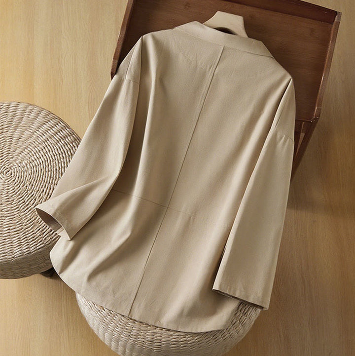 Buddha Stones Damen-Anzugjacke aus Baumwolle mit schlichten Knöpfen und Taschen - image 2