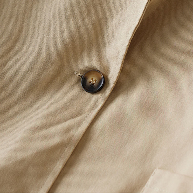 Buddha Stones Damen-Anzugjacke aus Baumwolle mit schlichten Knöpfen und Taschen - image 5