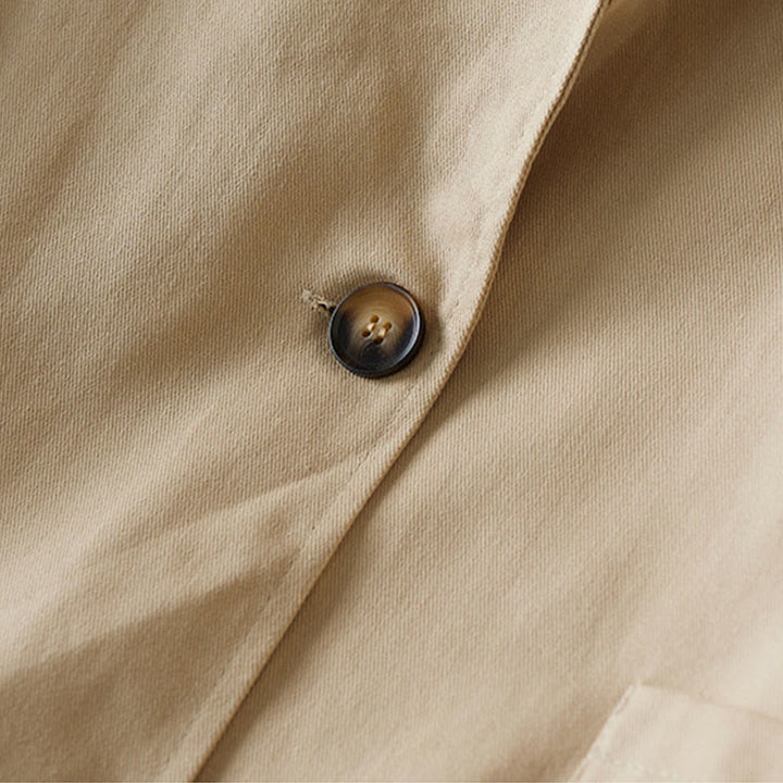 Buddha Stones Damen-Anzugjacke aus Baumwolle mit schlichten Knöpfen und Taschen - image 5