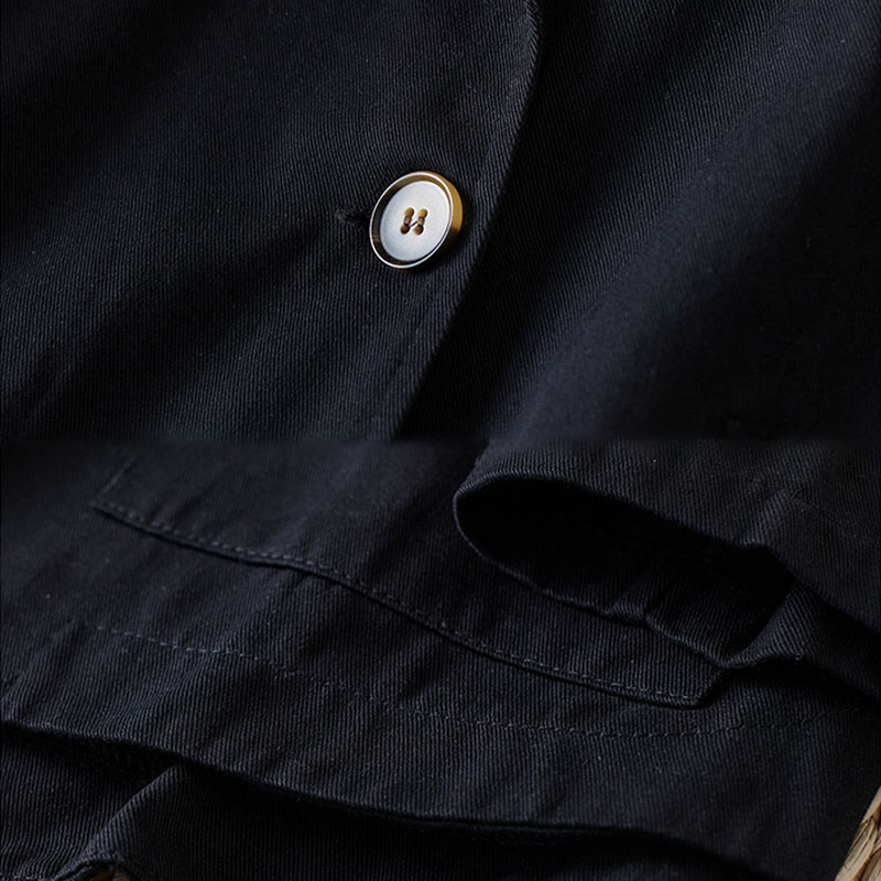 Buddha Stones Damen-Anzugjacke aus Baumwolle mit schlichten Knöpfen und Taschen - image 11