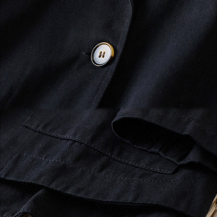 Buddha Stones Damen-Anzugjacke aus Baumwolle mit schlichten Knöpfen und Taschen - image 11