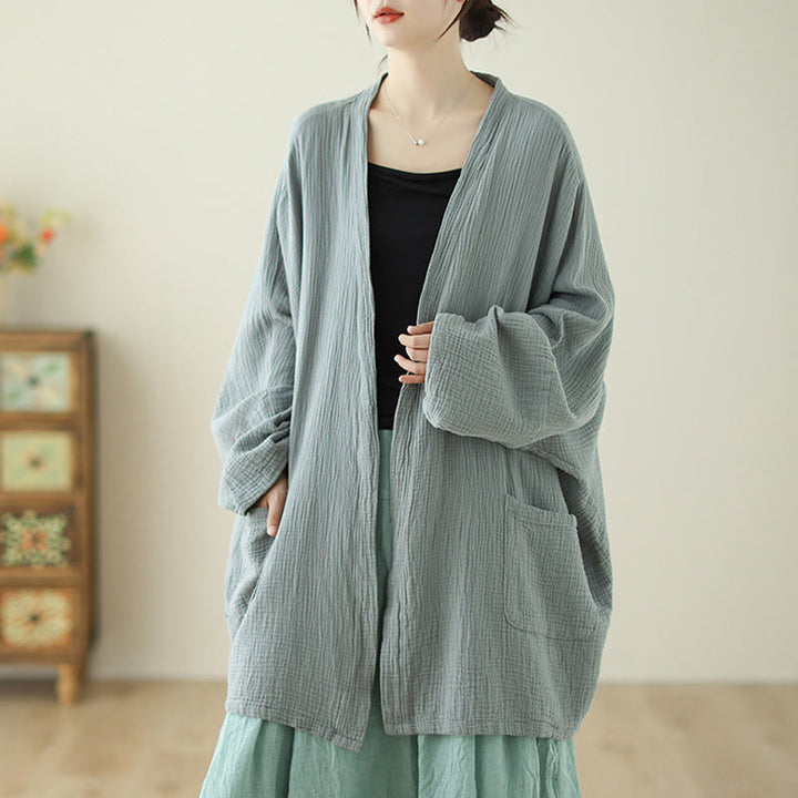 Buddha Stones – Schlichte, langärmelige Zen-Meditationsjacke aus Baumwollleinen mit Taschen - image 4