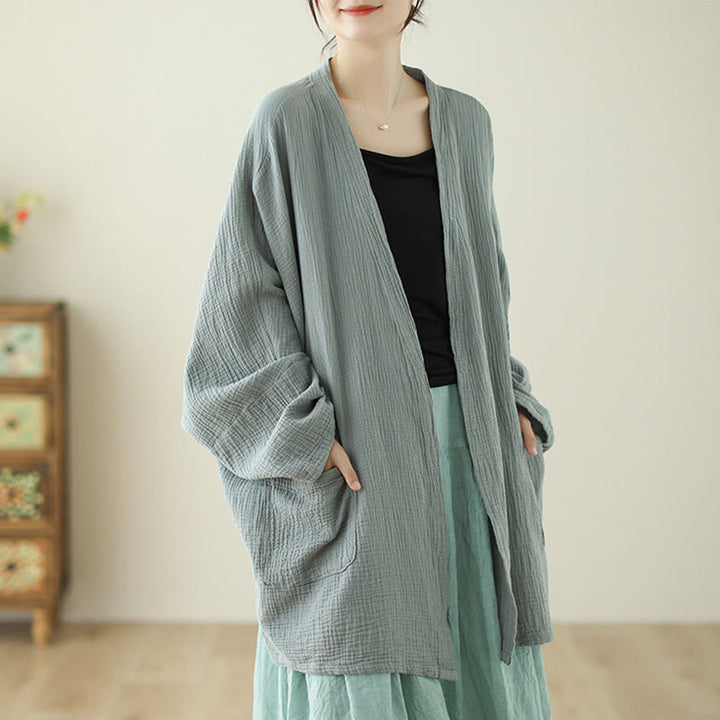 Buddha Stones – Schlichte, langärmelige Zen-Meditationsjacke aus Baumwollleinen mit Taschen - image 7