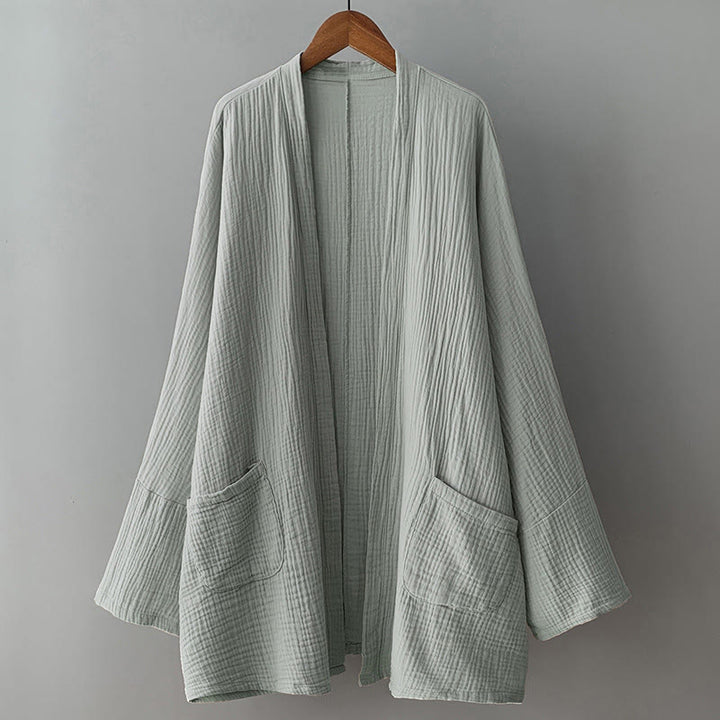 Buddha Stones – Schlichte, langärmelige Zen-Meditationsjacke aus Baumwollleinen mit Taschen - image 2