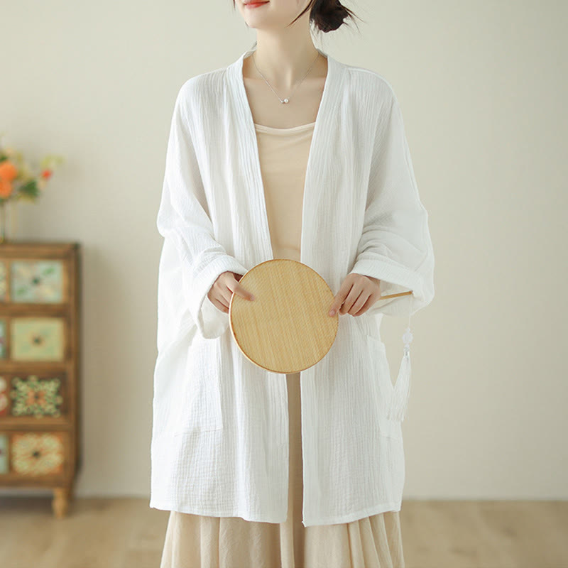 Buddha Stones – Schlichte, langärmelige Zen-Meditationsjacke aus Baumwollleinen mit Taschen - image 13
