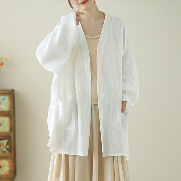 Buddha Stones – Schlichte, langärmelige Zen-Meditationsjacke aus Baumwollleinen mit Taschen - image 10