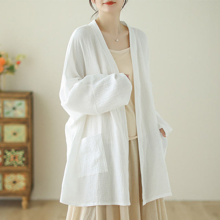 Buddha Stones – Schlichte, langärmelige Zen-Meditationsjacke aus Baumwollleinen mit Taschen - image 11