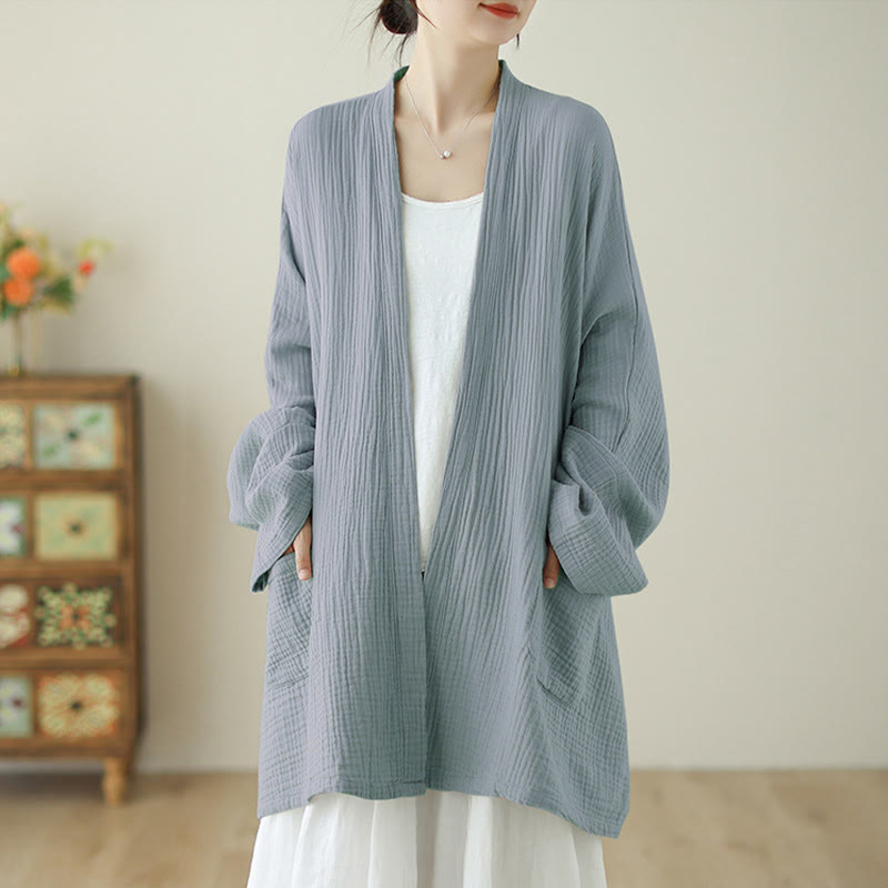 Buddha Stones – Schlichte, langärmelige Zen-Meditationsjacke aus Baumwollleinen mit Taschen - image 18