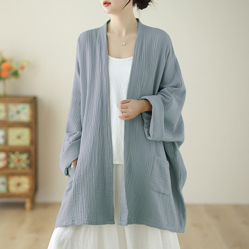 Buddha Stones – Schlichte, langärmelige Zen-Meditationsjacke aus Baumwollleinen mit Taschen - image 19