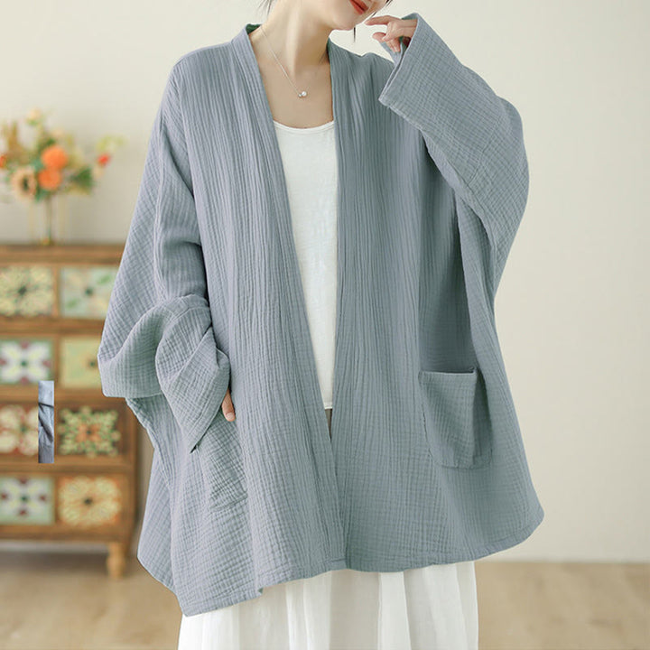 Buddha Stones – Schlichte, langärmelige Zen-Meditationsjacke aus Baumwollleinen mit Taschen - image 20