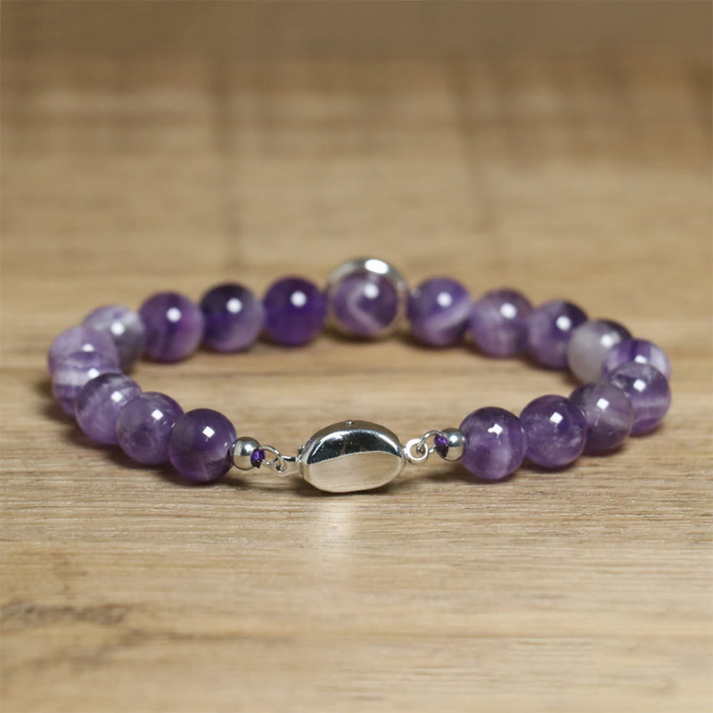 Buddha Stones Natürliche Amethystperlen Balance Lindert Stress Schnalle Armband - image 10