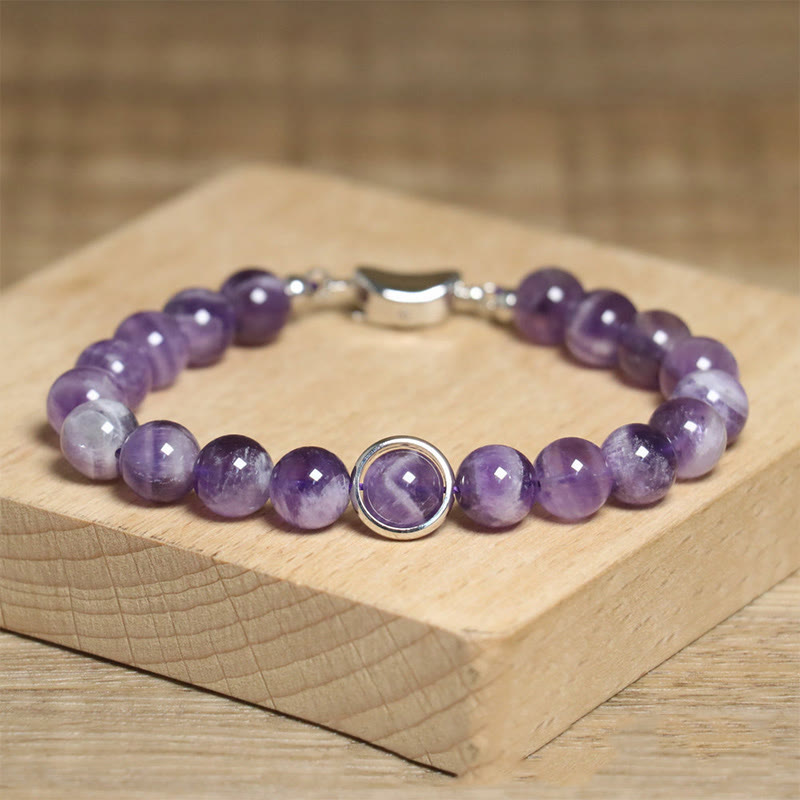 Buddha Stones Natürliche Amethystperlen Balance Lindert Stress Schnalle Armband - image 8