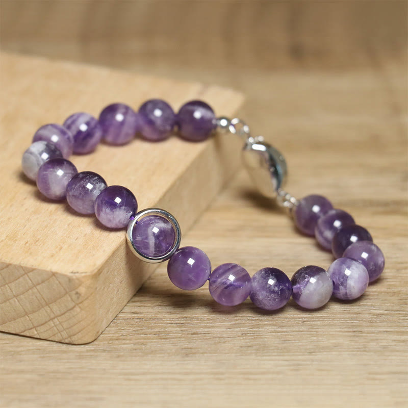 Buddha Stones Natürliche Amethystperlen Balance Lindert Stress Schnalle Armband - image 9
