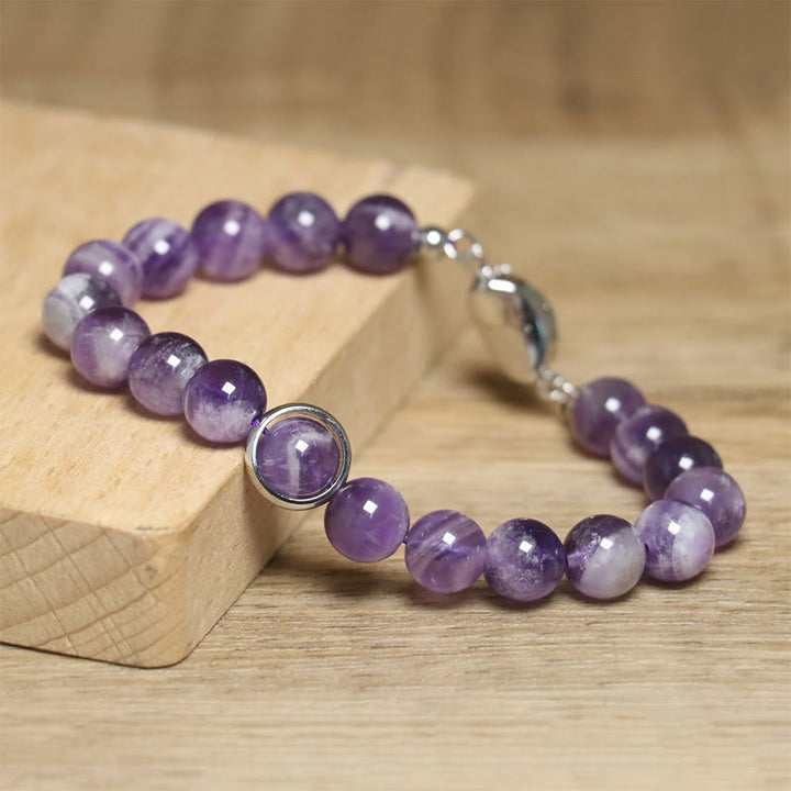 Buddha Stones Natürliche Amethystperlen Balance Lindert Stress Schnalle Armband - image 9