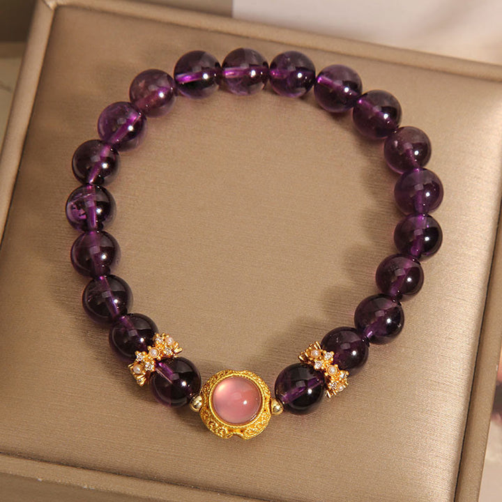 Buddha Stones Natürliche Amethyst Erdbeerquarz Perlen Heilung Armband - image 5