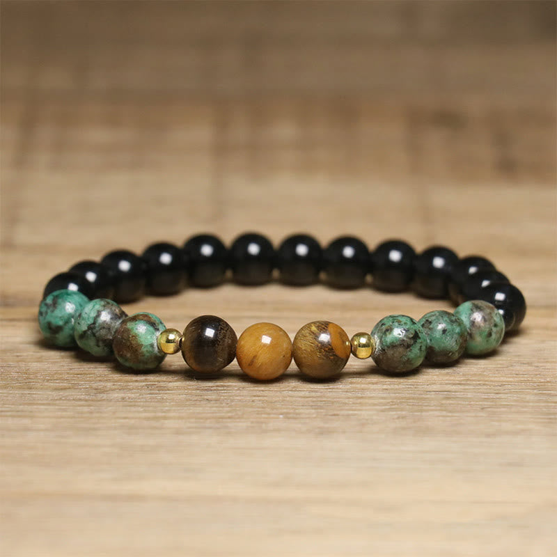 Buddha Stones, Türkis, Tigerauge, Perlen, Glas, Balance, Gelassenheitsarmband - image 7