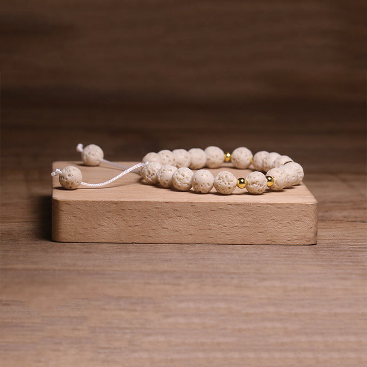 Buddha Stones, Whitelava-Rock, Om-Symbol, heilendes, ruhiges Armband - image 4