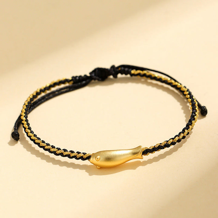 Buddha Stones 999 Sterling Silber Glücks-Koi-Fisch-Schutzseil-Armband - Schwarzes Seil (Handgelenkumfang: 15-19 cm) - image 9