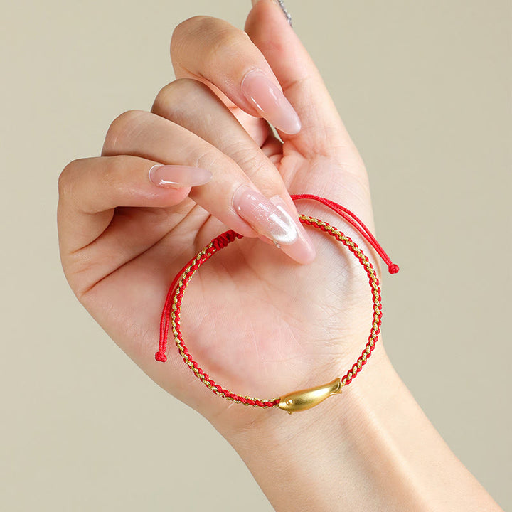 Buddha Stones 999 Sterling Silber Glücks-Koi-Fisch-Schutzseil-Armband - image 3