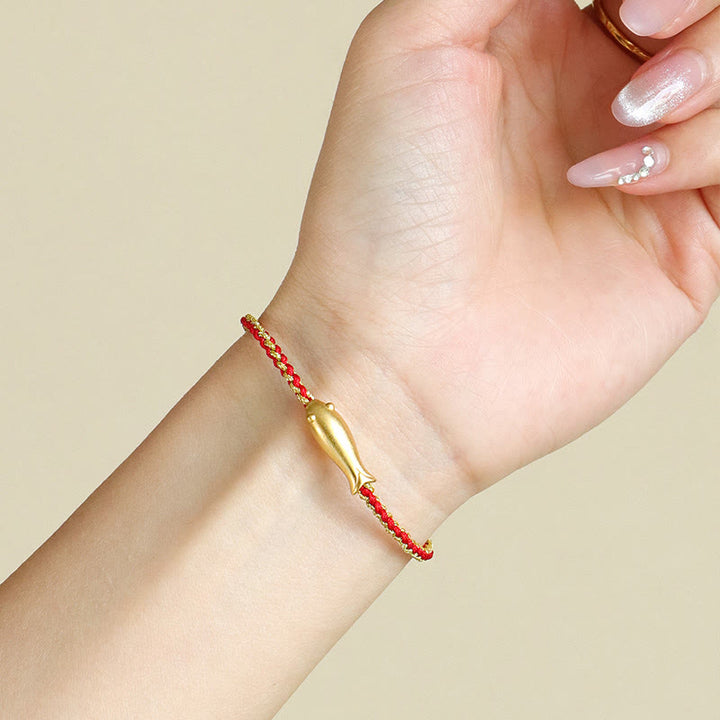 Buddha Stones 999 Sterling Silber Glücks-Koi-Fisch-Schutzseil-Armband - image 4