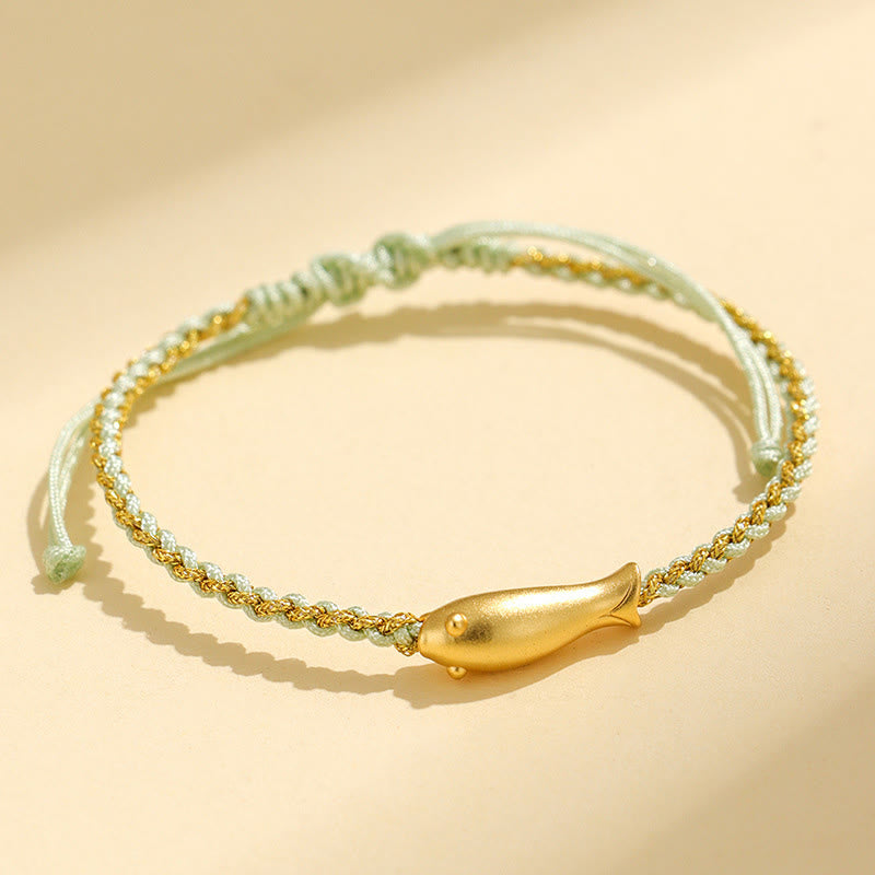 Buddha Stones 999 Sterling Silber Glücks-Koi-Fisch-Schutzseil-Armband - Grünes Seil (Handgelenkumfang: 15-19 cm) - image 14