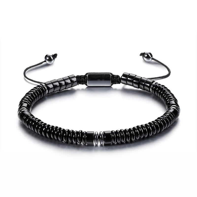 Buddha Stones Kleines schwarzes Obsidian-, grünes Aventurin- und graues Jaspis-Tigerauge-Armband mit Kraftseil - Schwarzer Obsidian (Handgelenkumfang: 15–20 cm) - image 1