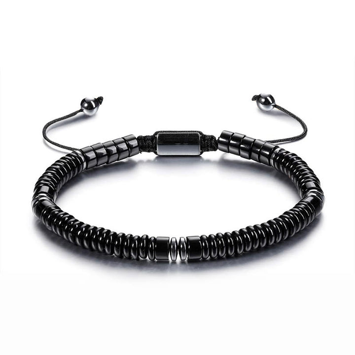 Buddha Stones Kleines schwarzes Obsidian-, grünes Aventurin- und graues Jaspis-Tigerauge-Armband mit Kraftseil - Schwarzer Obsidian (Handgelenkumfang: 15–20 cm) - image 1