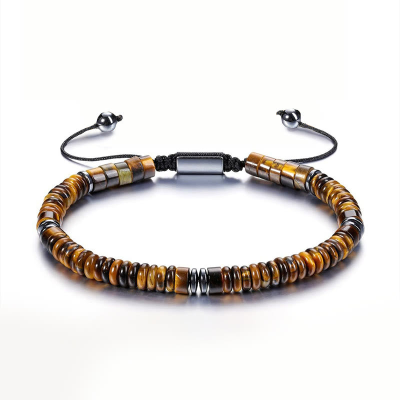 Buddha Stones Kleines schwarzes Obsidian-, grünes Aventurin- und graues Jaspis-Tigerauge-Armband mit Kraftseil - Tigerauge (Handgelenkumfang: 15–20 cm) - image 7