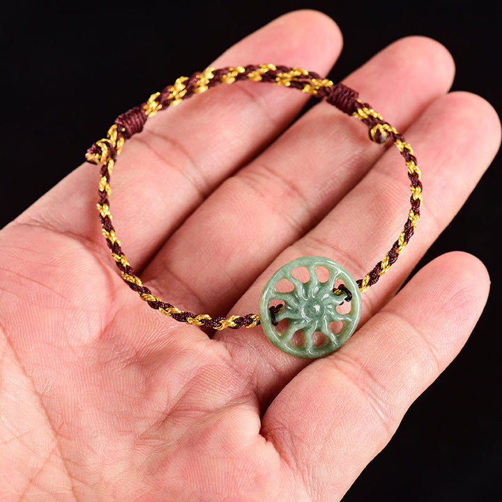 Buddha Stones Jade Sun Geflochtenes Seil Fülle Armband - image 7