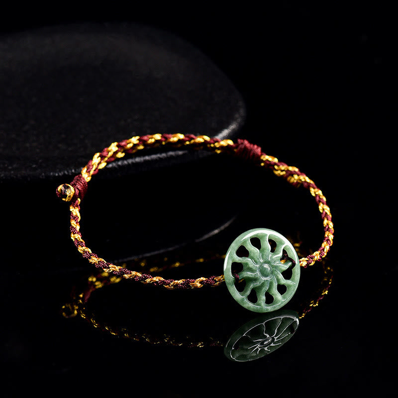 Buddha Stones Jade Sun Geflochtenes Seil Fülle Armband - image 2