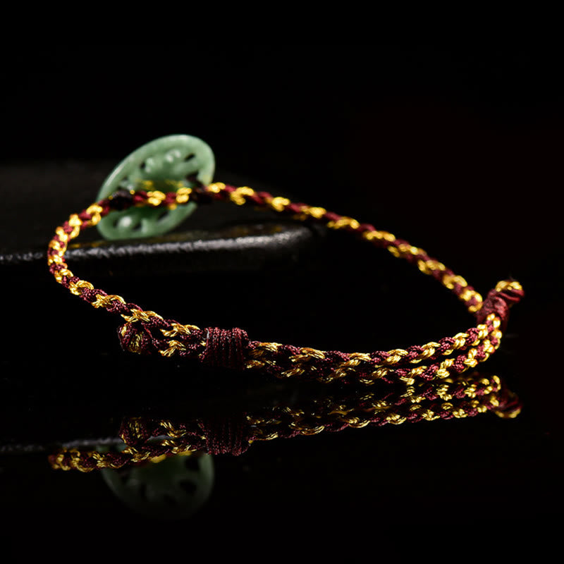 Buddha Stones Jade Sun Geflochtenes Seil Fülle Armband - image 4