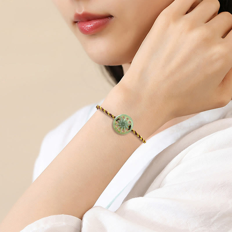 Buddha Stones Jade Sun Geflochtenes Seil Fülle Armband - image 8
