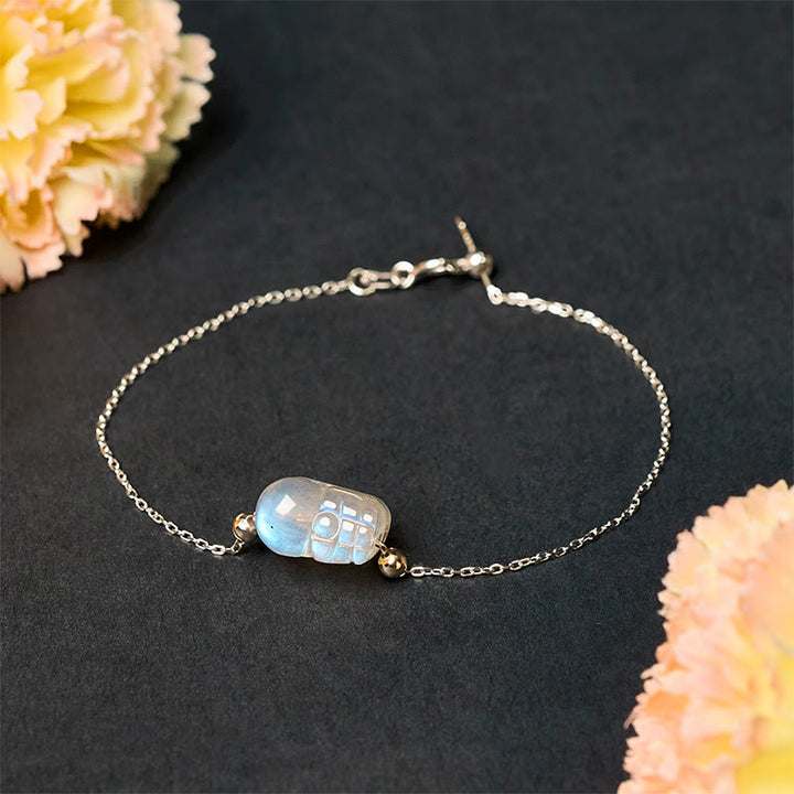 Buddha Stones 925 Sterling Silber Pixiu Mondstein Heilarmband - image 3