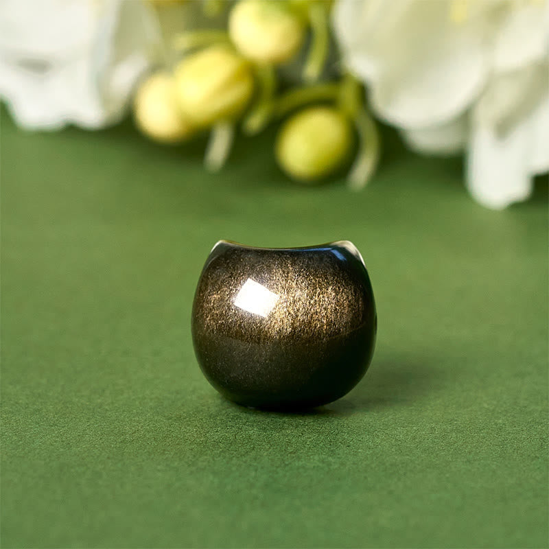 Buddha Stones 925 Sterling Silber Silber Glanz Obsidian Gold Glanz Obsidian Katze Beruhigendes Armband - image 15