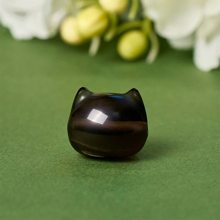 Buddha Stones 925 Sterling Silber Katze Natur Eis Obsidian Positive Armband - image 9