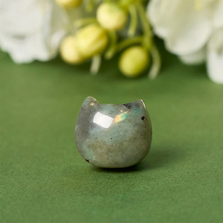 Buddha Stones 925 Sterling Silber Gesichtsloser Katzenkopf Natürlicher Labradorit Heilarmband - image 8