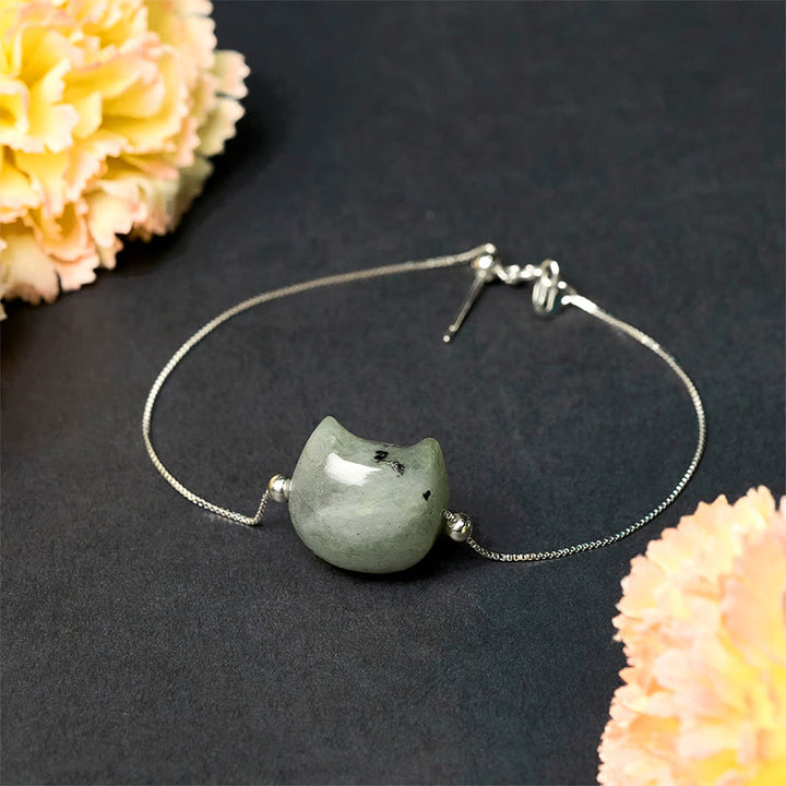 Buddha Stones 925 Sterling Silber Gesichtsloser Katzenkopf Natürlicher Labradorit Heilarmband - image 3