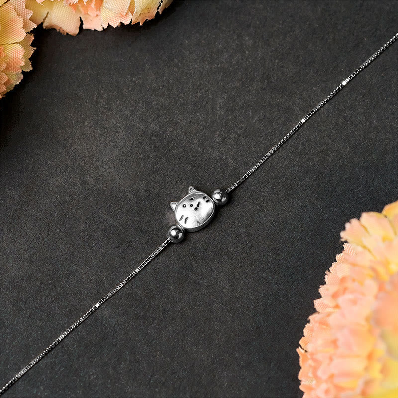 Buddha Stones 925 Sterling Silber Mini Katze Segenskette Armband - image 3
