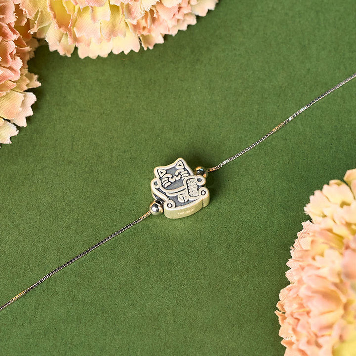 Buddha Stones 999 Sterling Silber Glückskatze 925 Sterling Silber Kette Schutzarmband - image 2