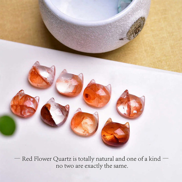 Buddha Stones 925 Sterling Silber Katzenkopf Natur Rot Blume Quarz Schutz Halskette Anhänger - image 12