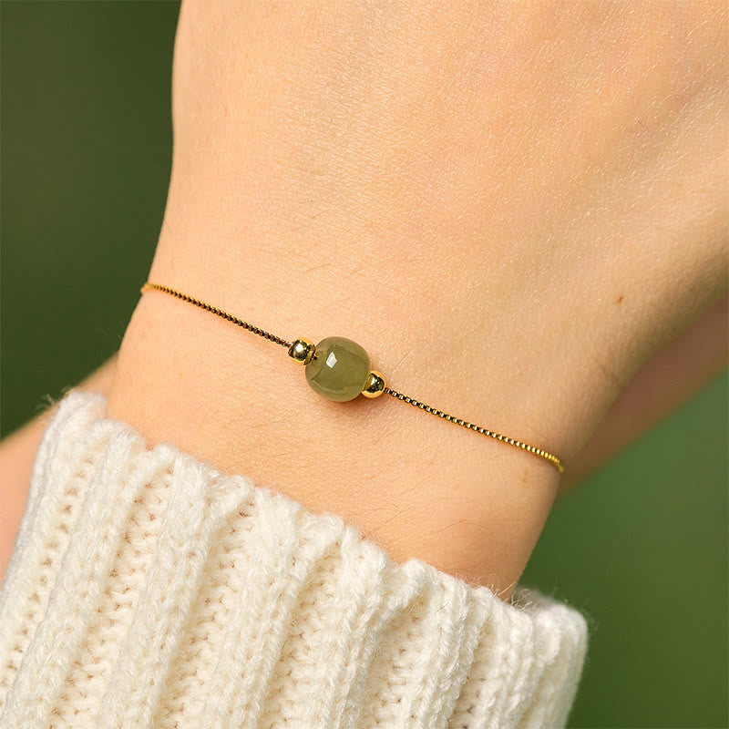 Buddha Stones 925 Sterling Silber Natürliche Jade Perle Fülle Kette Armband - image 3