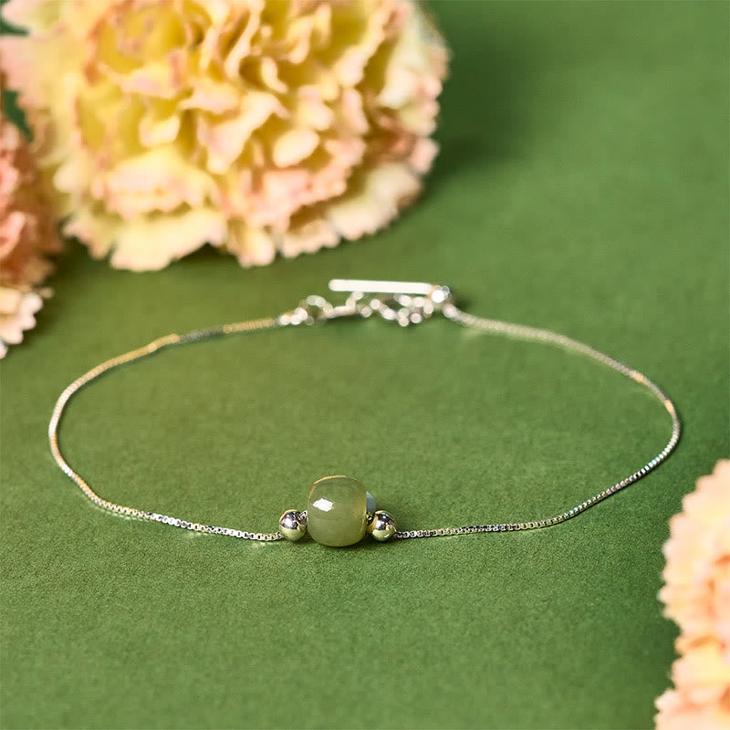 Buddha Stones 925 Sterling Silber Natürliche Jade Perle Fülle Kette Armband - Dunkelgrüne Jade - 925 Sterling Silber Kette - image 9
