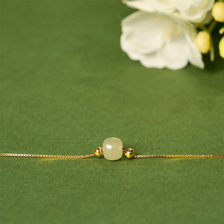 Buddha Stones 925 Sterling Silber Natürliche Jade Perle Fülle Kette Armband - image 15